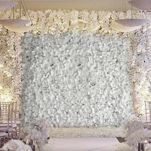 11 Sq ft - 4 Panels White Hydrangea Flower Wall Panel For Birthday Party, Wedding Photography Backdrop, Flower Panel, Wedding Decor