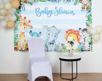 Neevop 10X6.5Ft Polyester Elephant Backdrop Safari Jungle Theme Birthday Party Decoration Custom Background Gender Reveal Baby Shower Theme Party