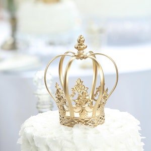 8inch Gold Cake Toppers, Royal Crown Cake Toppers, Fillable Cake Crown, Metal Cake Toppers for Anniversary, Wedding, Birthday, Cake Decor