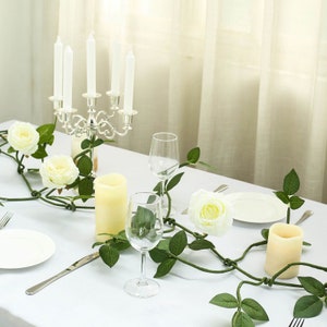 6FT Cream Silk Rose Vine, Real Touch Rose Garland, Hanging Roses ...