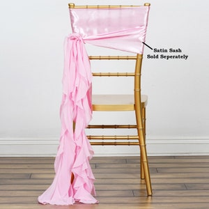 Set of 6 Strands - Pink Chiffon Sash For Chair Decor, Wedding Chair Sash, Chiavari Chair Sashes