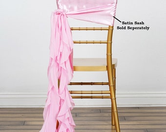 Set of 6 Strands - Pink Chiffon Sash For Chair Decor, Wedding Chair Sash, Chiavari Chair Sashes