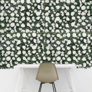 3 Sq ft - White Silk Rose Flower Wall Panel For Birthday Party, Baby Shower, Photography Backdrop, Flower Panel, Wedding Decor
