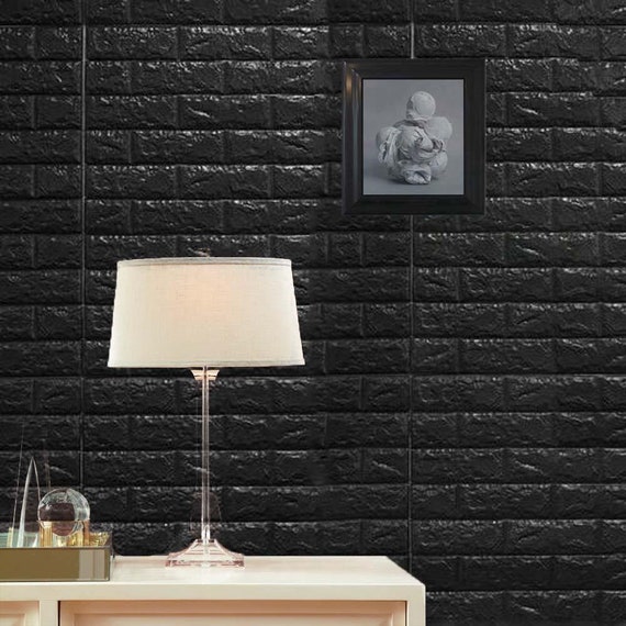 10 Pack 58 Black 3D Brick Wallpaper Self Adhesive - Etsy 10 Pack 58 Black 3D Brick Wallpaper Self Adhesive - Etsy