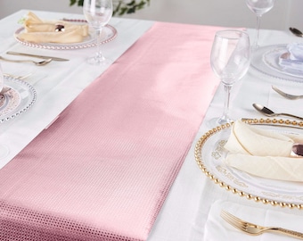 9Ft Rose Gold Glamorous Diamond Print Table Runner, Disposable Paper Table Runner - Blush