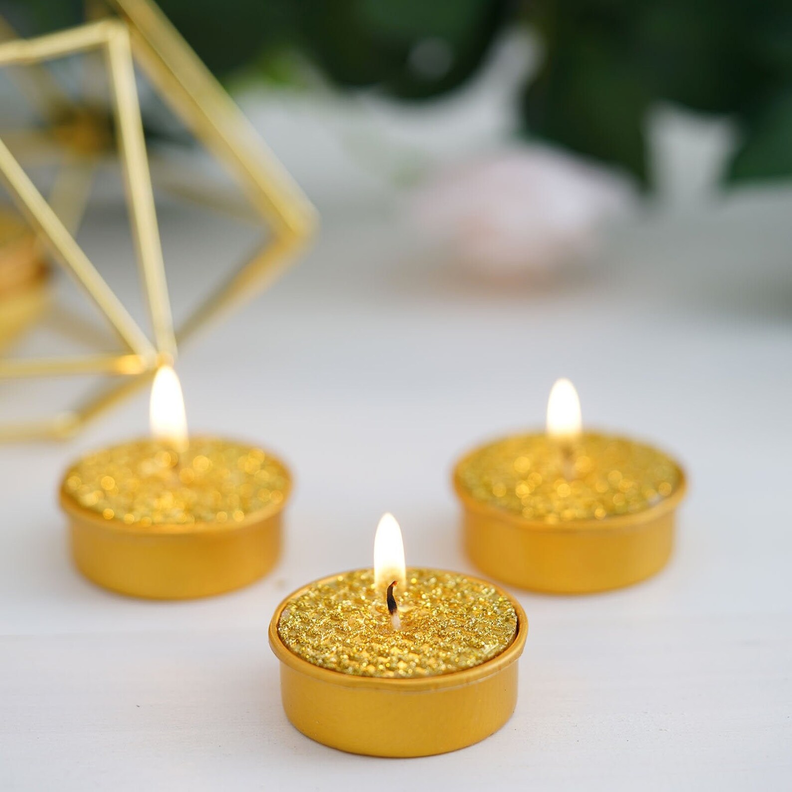 1.5 Metallic Gold Tea Light Candles Unscented Candles Etsy