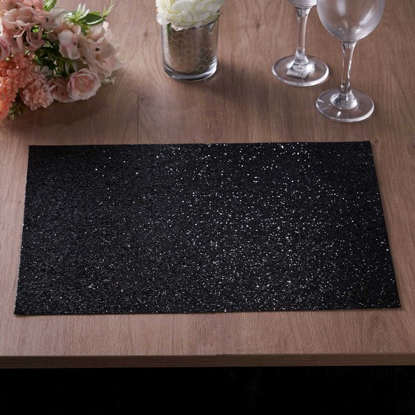 Black Glitter Placemats Etsy