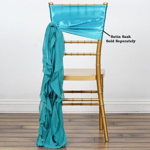 Set of 6 Strands - Turquoise Chiffon Sash For Chair Decor, Wedding Chair Sash, Chiavari Chair Sashes