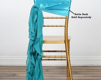 Set of 6 Strands - Turquoise Chiffon Sash For Chair Decor, Wedding Chair Sash, Chiavari Chair Sashes