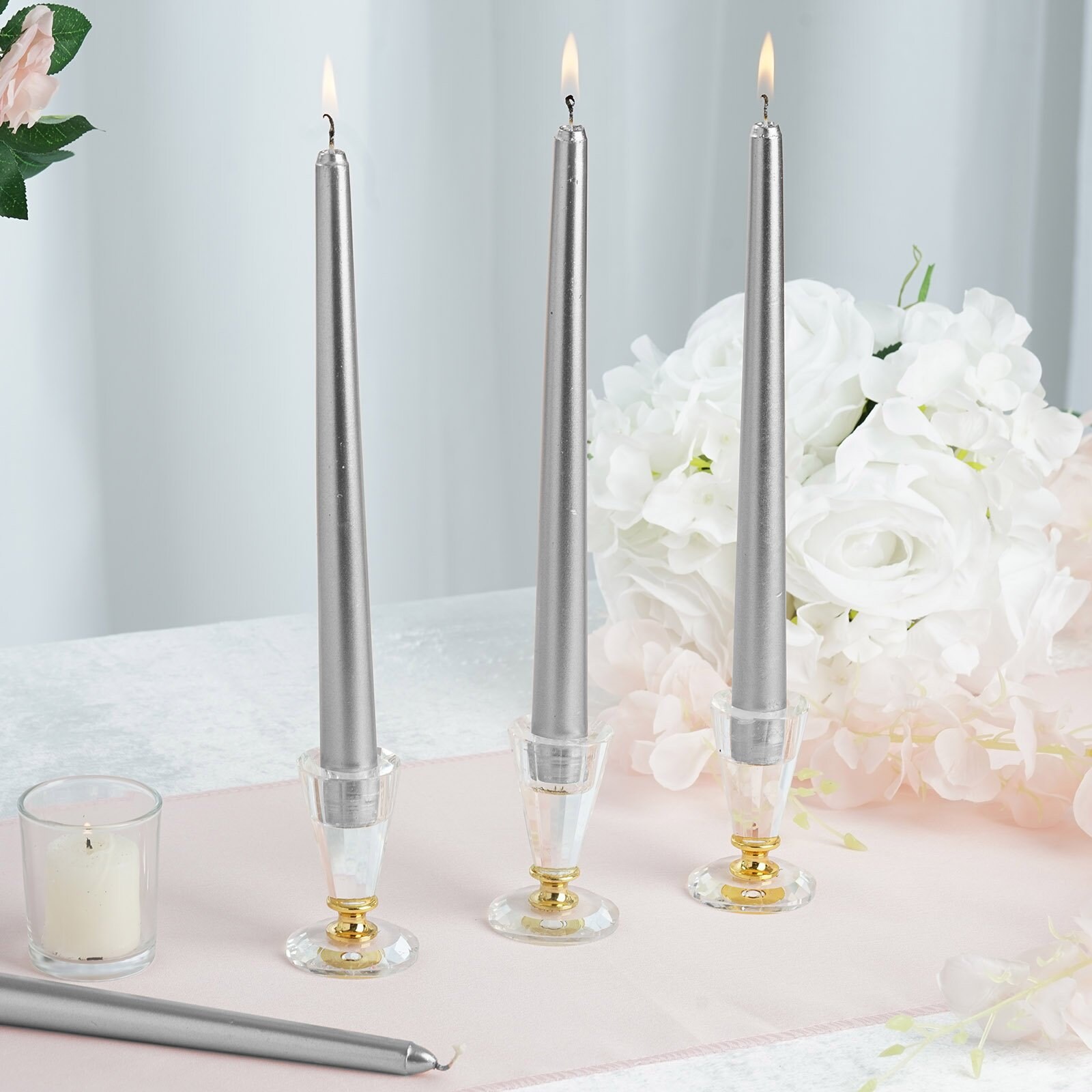10 Silver Premium Taper Candles Taper Candles for Table - Etsy