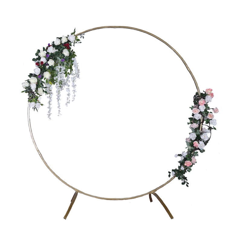 7.5ft Gold Metal Wedding Arch Flower Garland Hoop Round Etsy