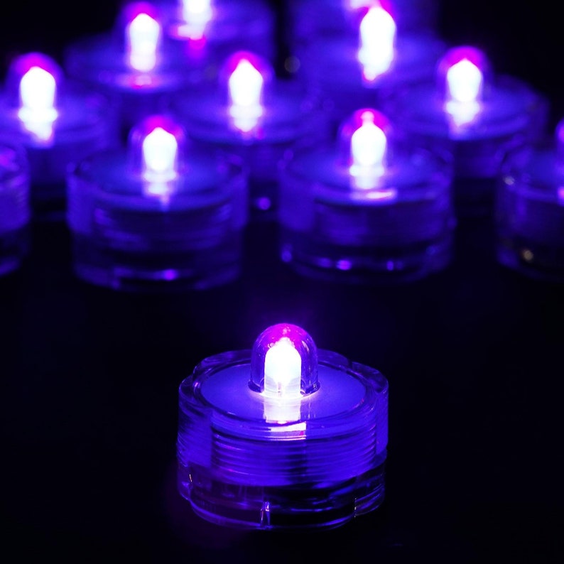 12 Pack Purple Submersible Led Lights Battery Operated Tea Etsy
