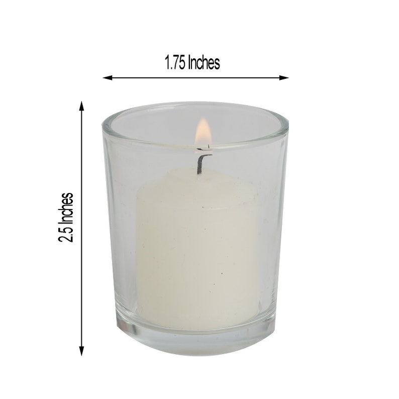 12 Pack Ivory Votive Candles With Clear Votive Candle Holders Etsy