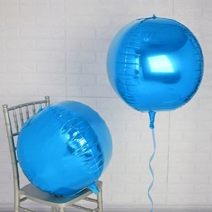 Pack of 2 | 18&quot; | Royal Blue Jumbo 4D Orbz Balloons | Round Sphere Aluminium Foil Mylar Balloons