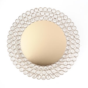 14" - Gold - Wired Metal Charger Plate With 118 Acrylic Crystal Beads