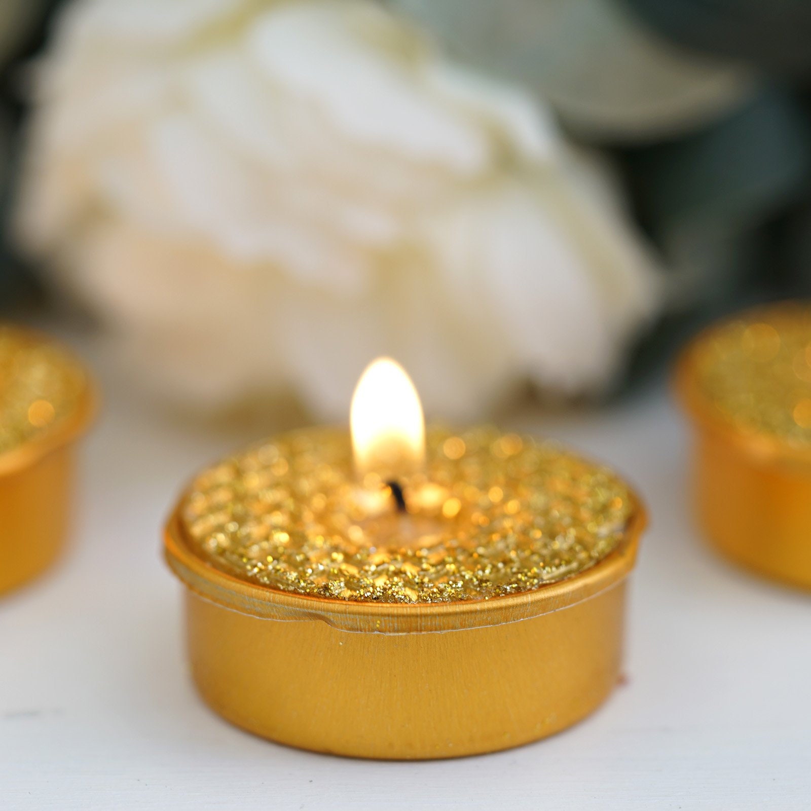 1.5 Metallic Gold Tea Light Candles Unscented Candles Etsy