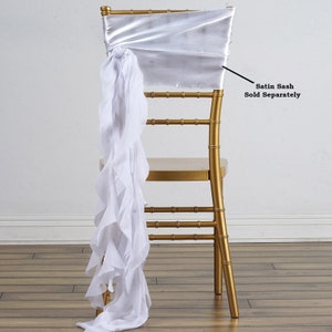 Set of 6 Strands - White Chiffon Sash For Chair Decor, Wedding Chair Sash, Chiavari Chair Sashes