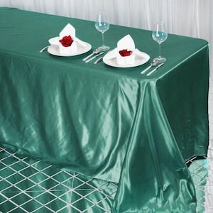 90&quot;x132&quot; Rectangular Satin Tablecloth, Hunter Emerald Green Wedding Tablecloth