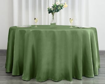 120" Olive Green Satin Round Tablecloth