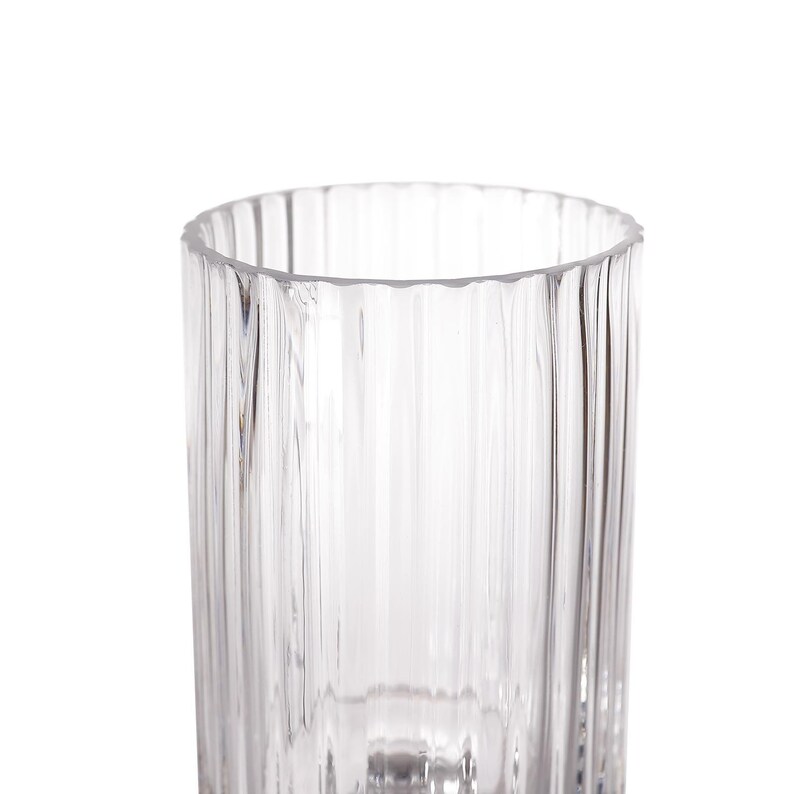 Set of 2 9 Clear Glass Vase With Ridges Flower Vase Etsy