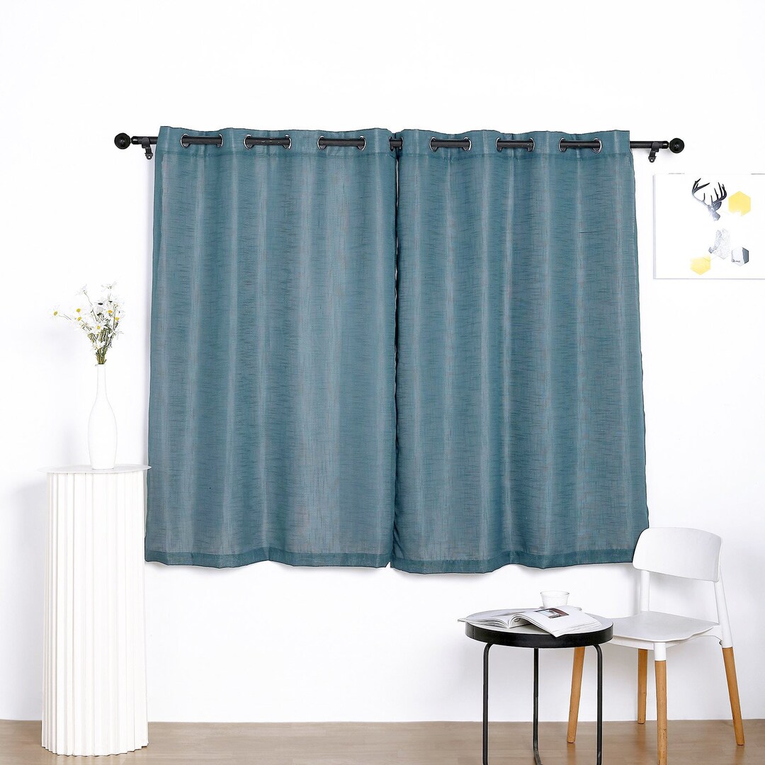 Set of 2 | 52"x64"| Faux Linen Curtain Panels, Bedroom Curtains Window ...