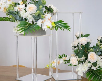 40" Clear Acrylic Pedestal Riser, Acrylic Display Stand, Floral and Centerpiece Riser, Wedding Plinth, Showcase Stand