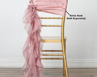 Set of 6 Strands - Dusty Rose Chiffon Sash For Chair Decor, Wedding Chair Sash, Chiavari Chair Sashes