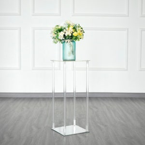 24&quot; Clear Acrylic Pedestal Riser, Acrylic Display Stand, Floral and Centerpiece Riser, Wedding Plinth, Showcase Stand