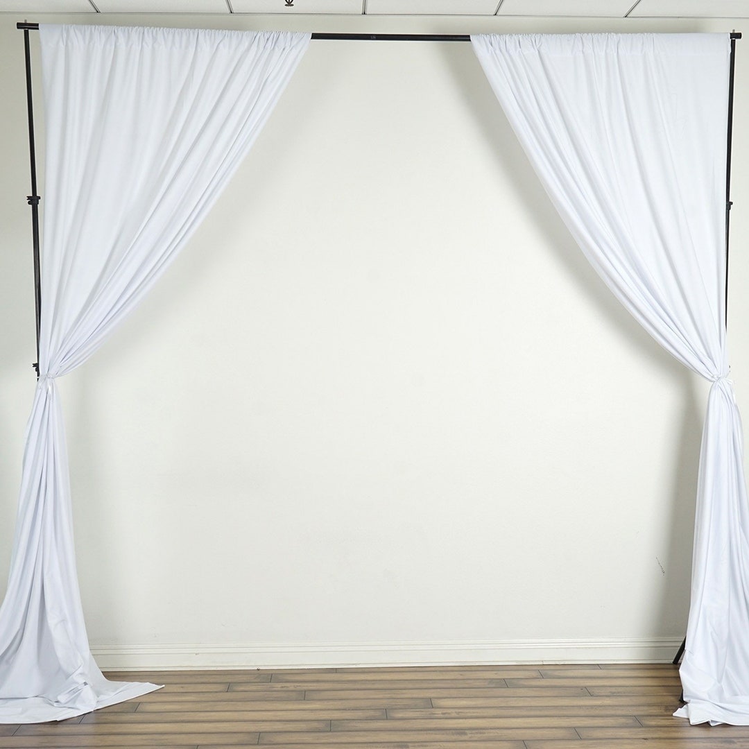 Paneles de telón de fondo de cortina blanca con bolsillos para