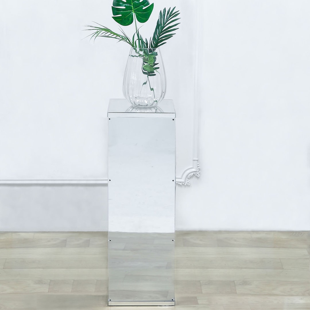24" Silver Acrylic Pedestal Riser, Acrylic Display Box, Floral and ...