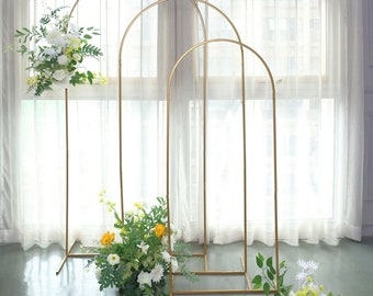 5ft Gold Chiara Backdrop Stand, Metal Wedding Arch, Balloon Arch, Round Top Floral Frame Arbor Display For Wedding, Ceremony, Event Decor