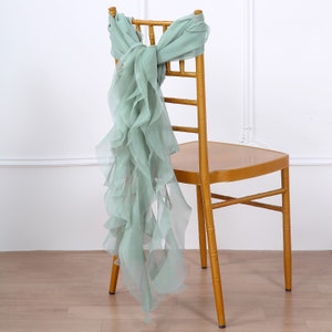 Set of 6 Strands - Eucalyptus Sage Chiffon Sash For Chair Decor, Wedding Chair Sash, Chiavari Chair Sashes