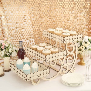 22" - 3 Tier Cupcake Stand, Natural Wooden Cupcake Stand, Dessert Platter Tray, Mini Cake Tray, Cupcake Display Stand, Rustic Cupcake Holder