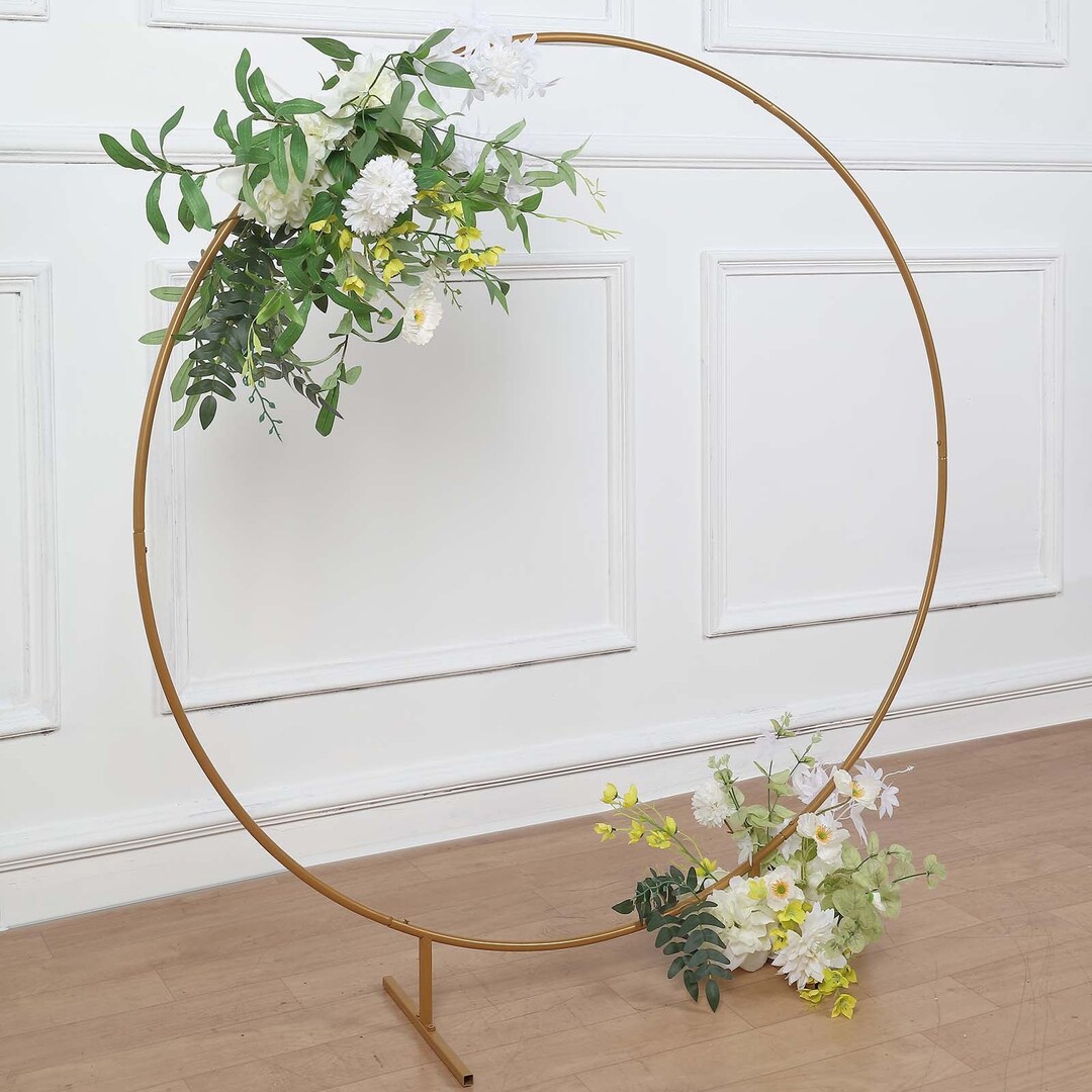 4ft Gold Metal Wedding Arch, Balloon Garland Hoop, Round Backdrop Stand ...