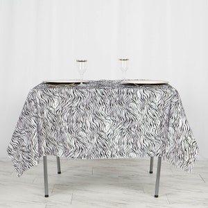 72" Square Black/white Taffeta Tiger Print Table Overlay, Jungle Theme ...