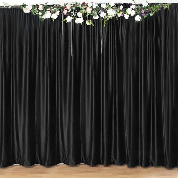 8ft X 8ft Black Velvet Backdrop Drapes Curtains With Rod Etsy
