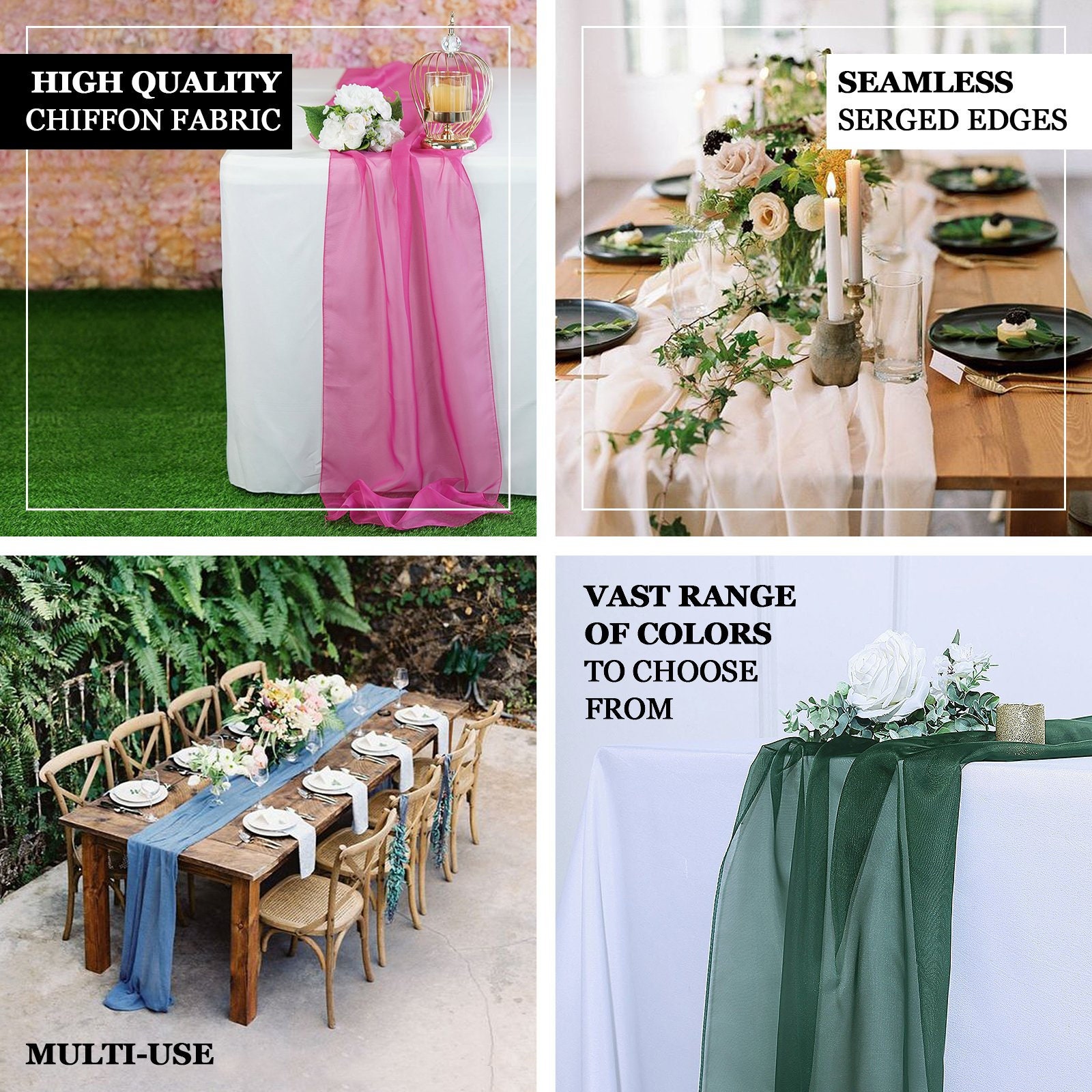 6FT Chiffon Table Runner Hunter Emerald Green Wedding Table - Etsy