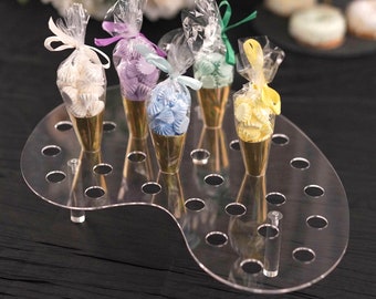 16" | Ice Cream Cone Holder, Acrylic Cone Stand, Ice Cream Tray, Ice Cream Bar, Dessert Display - 35 Slots