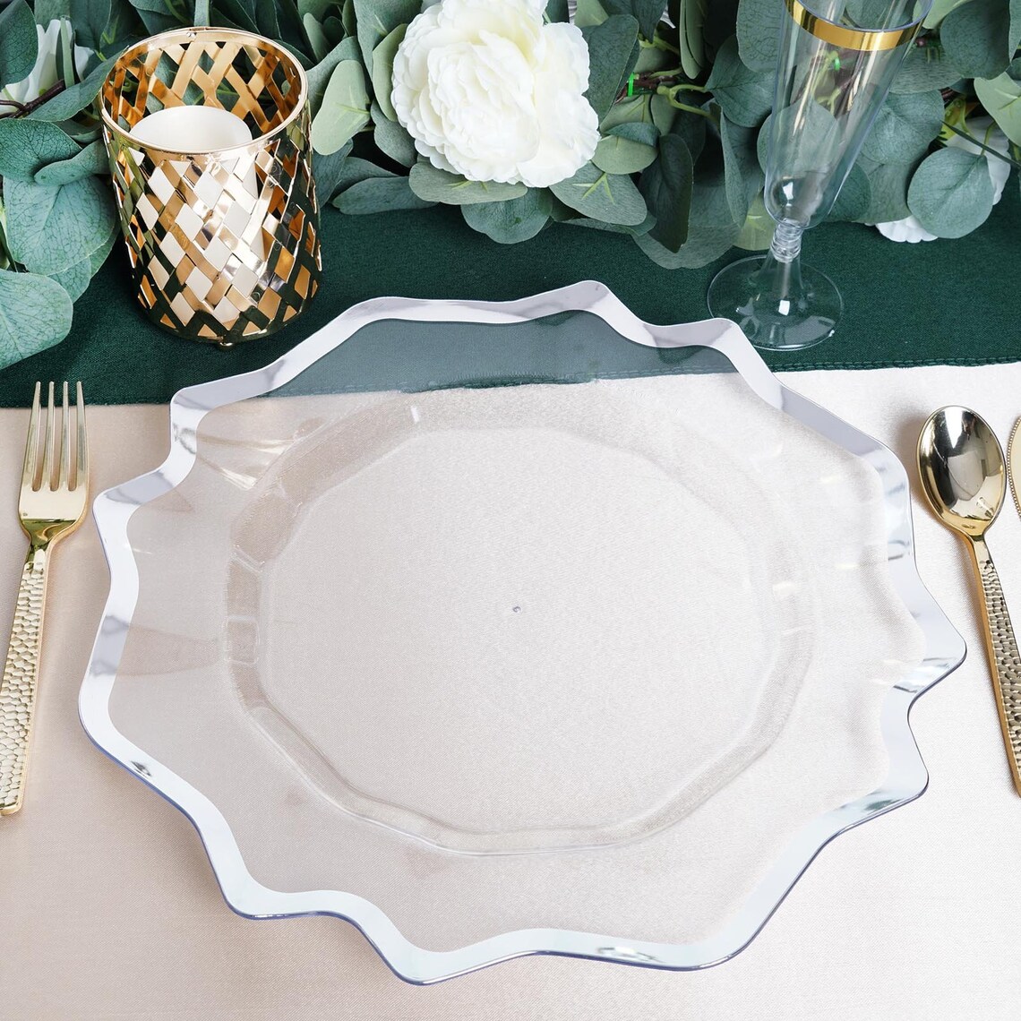 13 Clear Plastic Charger Plates Plate Chargers Round Etsy