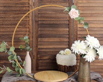 Soporte para pastel moderno de 84 cm (33") - Soporte para pastel de boda de madera con forma de arco - Soporte para pastel de madera - Soporte para pastel de madera estilo boho - Soporte para cupcakes - Centro de mesa - Soporte para pastel de metal