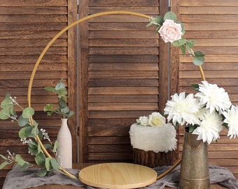 33" Modern Cake Stand - Wood Wedding Arch Cake Stand - Wood Cake Stand - Boho Wood Cake Stand Cupcake Stand Centerpiece, Metal Cake Stand