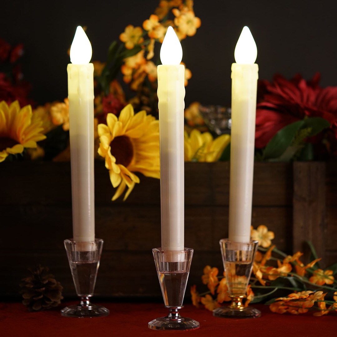 9 White LED Candles, Flameless Candles, LED Party Candles, Battery Candles, Taper Candles 3 Pack