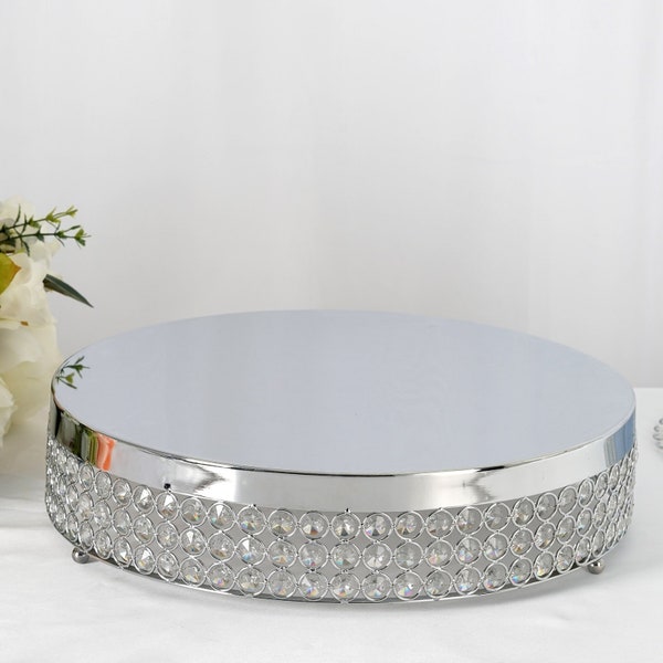 15" Silver Cake Stand, Crystal Metal Cake Stand, Cake Riser, Food Display, Wedding Cake Stand, Round Cake Stand, Cake Display Stand