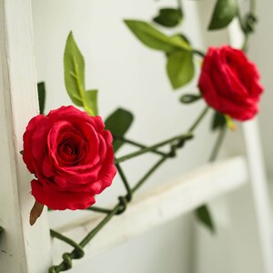 6FT Red Silk Rose Vine, Real Touch Rose Garland, Hanging Roses Wedding ...