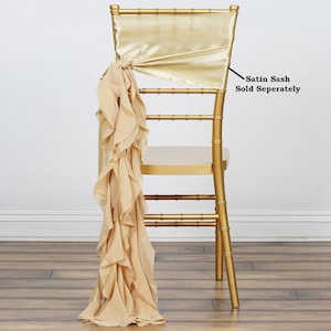 Set of 6 Strands - Champagne Chiffon Sash For Chair Decor, Wedding Chair Sash, Chiavari Chair Sashes