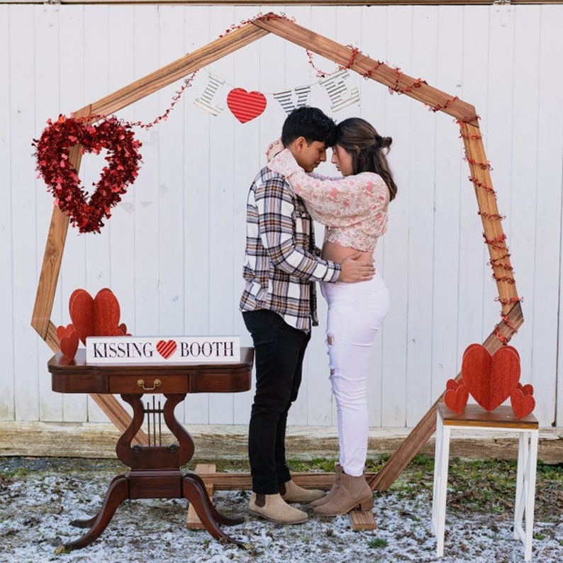7ft Wooden Wedding Arch Heptagonal Garden Arbor, Rustic Backdrop Stand For Photo Booth, Boho Wedding Arch, Rustic Wedding Decor - Natural