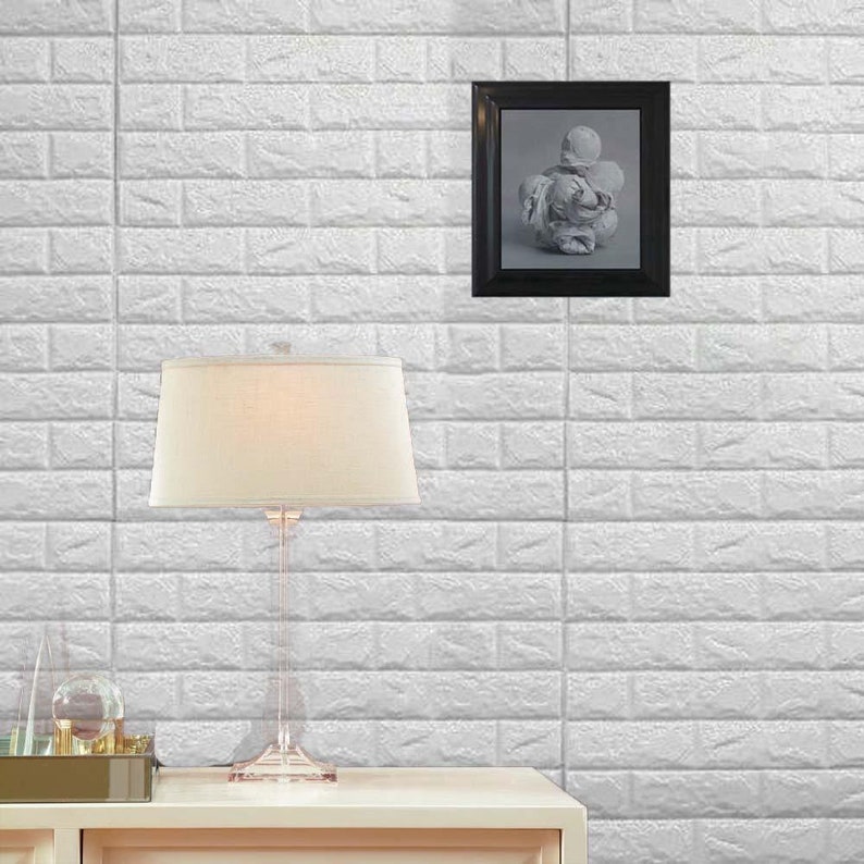 10 Pack | 58 Sq.Ft White 3D Brick Wallpaper, Self Adhesive Home Decor Waterproof Brick Wall Decals, Peel and Stick 3D Foam Brick Wall Tiles
