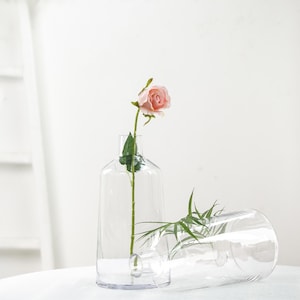 12&quot; Bud Vase, Clear Glass Vase, Wildflower Vase, Wedding Centerpiece, Tapered Neck Vase, Home Decor, Farmhouse Shabby Chic Decor - 2 Pack
