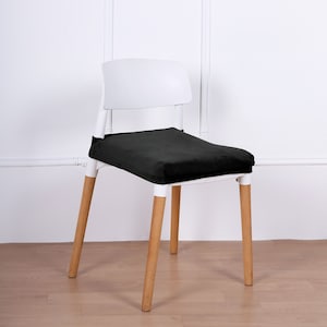 Chair Seat Cover, Chair Pad Cover, Velvet Chair Cushion Cover With Tie - Black