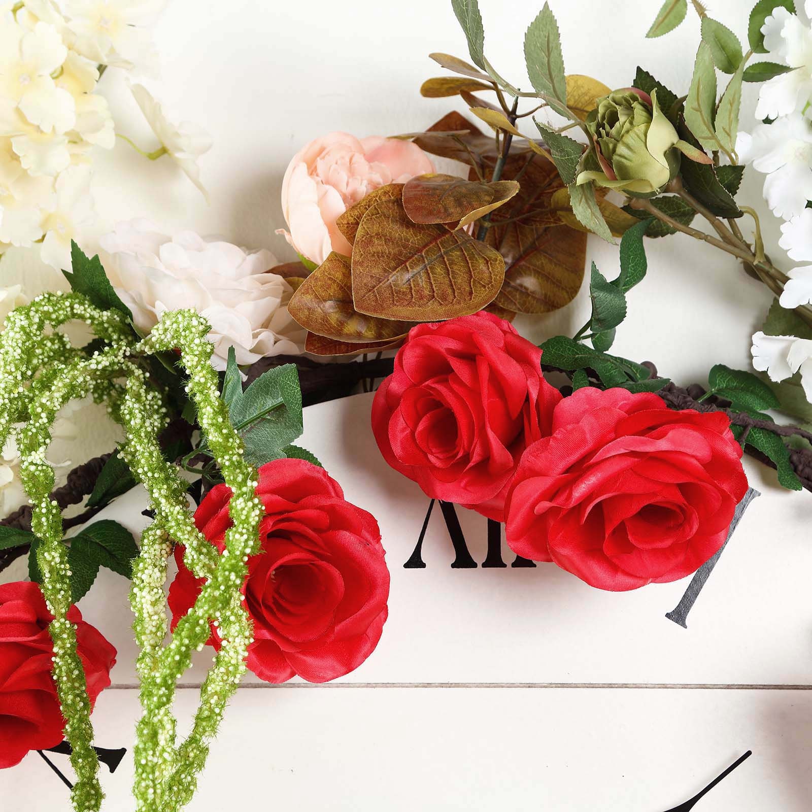 6 FT Red Rose Garland With Leaves Artificial Rose Vine Floral Etsy